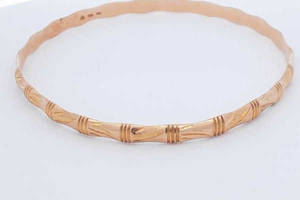 14k Yellow Gold Bamboo Bangle Bracelet 15 Grams Eb1224wrxdu