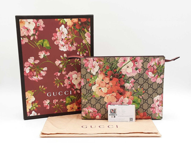 Gucci Blooms Cosmetic Pouch In Gg Supreme & Dry Rose Coated Canvas Fw1125orzdu