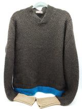 Prada Cashmere Brown Blue Colorblock Wool Knitted Sweater Size 54 Do0326oorde