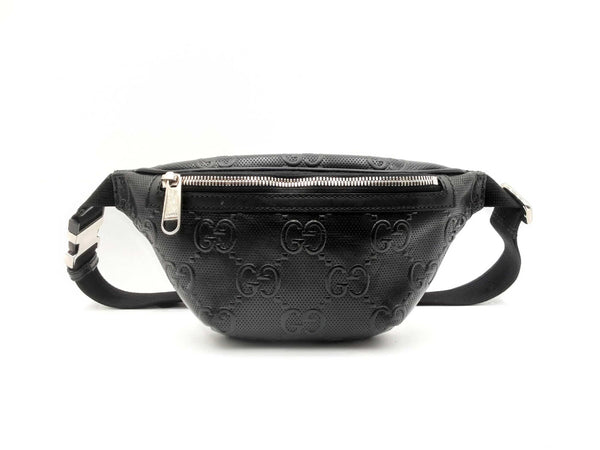 Gucci Tennis Gg Embossed Black Leather Belt Bag Fw0125ocxdu