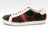 Gucci Gg Green & Red Terry Cloth Ace Sneakers Size 37 Eb0726oxzsa