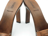 Fendi Zucca Monogram Leather & Wooden Peep-toe Mules Size 6 Fw1026rzdu