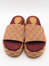 Gucci Gg Monogram Canvas Angelina Platform Sandals Size 39 Eb0226lrxsa