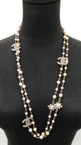 Chanel Long Pearl Sautoir Necklace Crystal Inlaid Cc Logos 63 In Sd0526czxdu