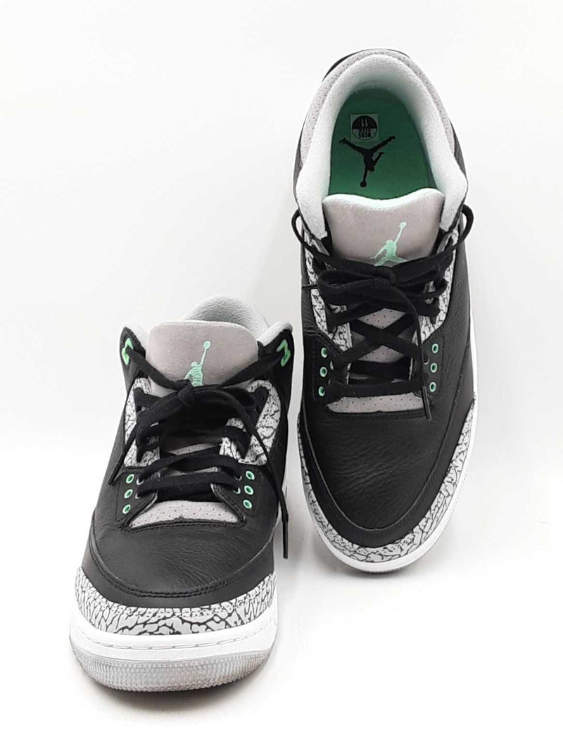 Nike Air Jordan 3 Retro "Green Glow" Black Leather Sneakers Size 11 Fw0825ezdu