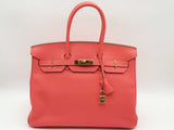 Hermes Birkin 35 Rouge Pivoine Red Togo Gold Handbag Do0524cixzde