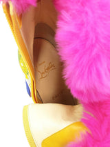 Christian Louboutin May Wong 100 Booties In Brocade & Fur Size 38 Fw0826lzxdu