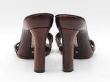 Fendi Zucca Monogram Leather & Wooden Peep-toe Mules Size 6 Fw1026rzdu