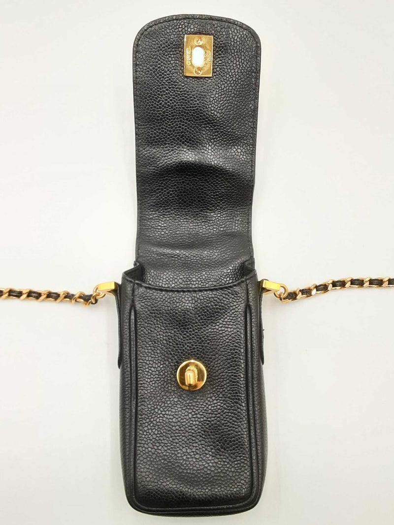 Chanel Quilted Caviar Leather Chain Crossbody Phone Holder Fw1224crxdu