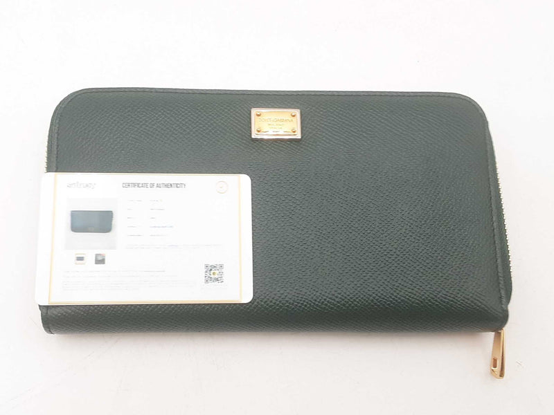 Dolce & Gabbana Leather Zip Around Green Wallet Sd0725lrzsa