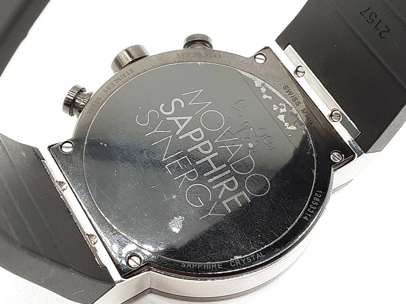 Movado 42 Sapphire Synergy Chronograph Black Dial Steel Quartz Watch Do0725wxzde