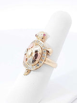 3 Legged Mama And Baby Turtle Locket Ring In 14k Tri-color Gold 8.8 Grams Size 6.5 Fw0726rzxdu