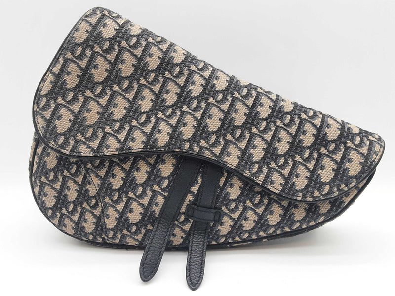 Christian Dior Saddle Tan Navy Oblique Logo Canvas Crossbody Bag Do0425loxzde