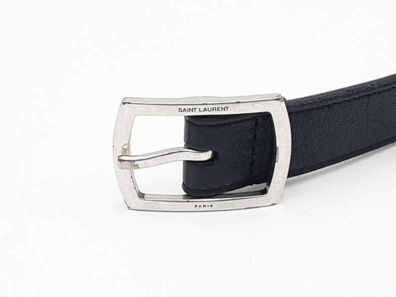 Saint Laurent Black Belt With Silver Tone Buckle Fw0724rxdu