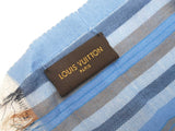 Louis Vuitton Monogram Madras Etoile Blue Brown Plaid Cotton Scarf Do1225wxzde