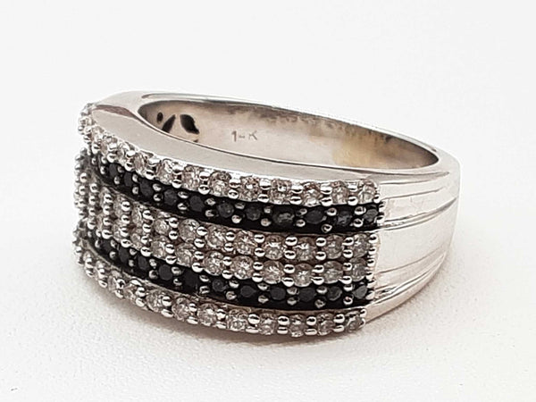 0.90 White Black Diamonds 14k White Gold 8.3g Ring Size 7.5 Do0625cxzde