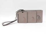Cartier Panther Motif Tri Pouch Wallet In Gray Leather Fw1225lczdu