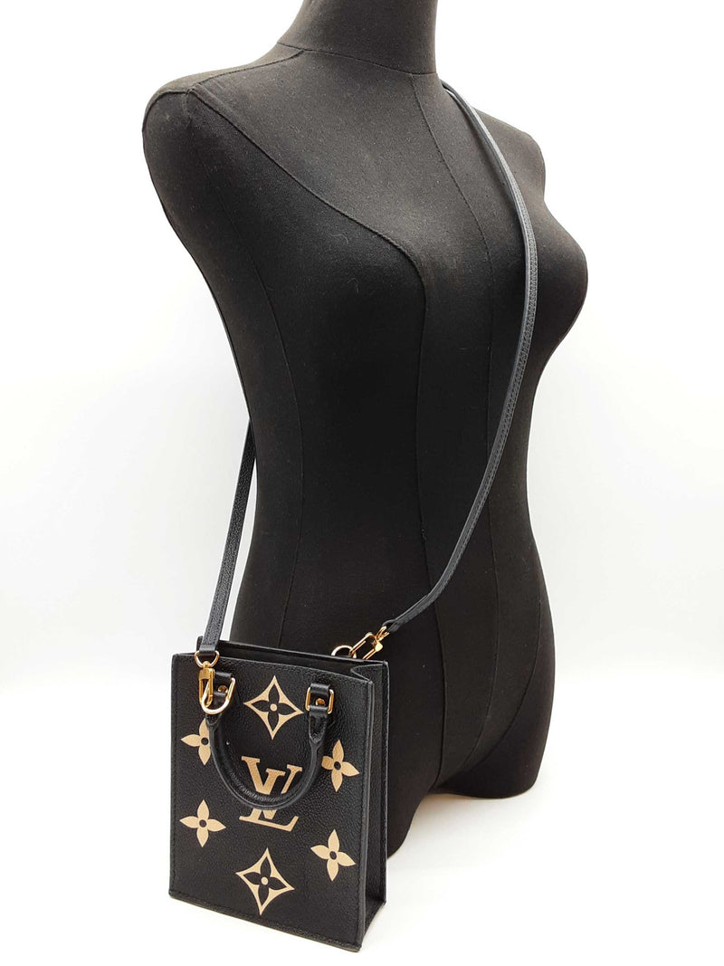 Louis Vuitton Petite Sac Plat Black Giant Monogram Empriente Leather Shoulder Bag Do0525loxzde