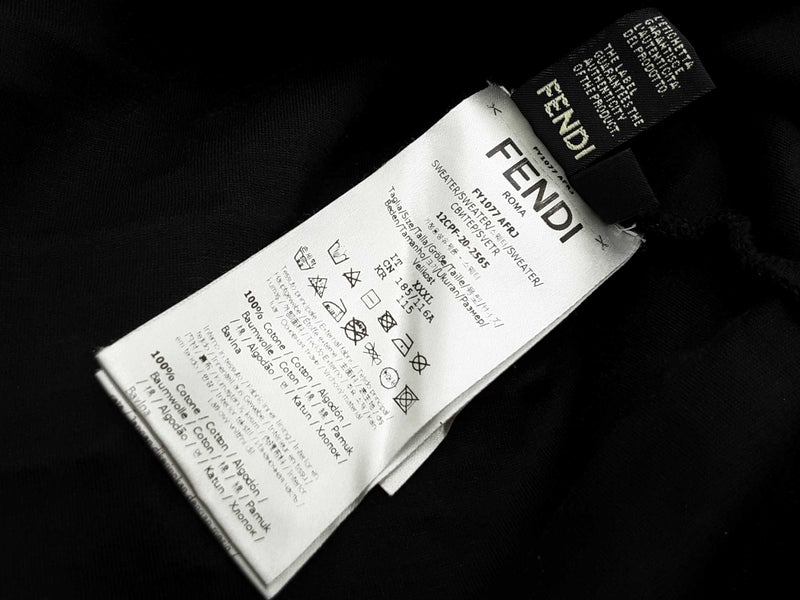 Fendi Black Cotton Velvet Logo Sweater Size Italian Xxxl Do0925lrxde