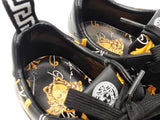 Versace Sneakers In Black & Yellow Barocco Print Leather Size 9 Fw0926lprdu