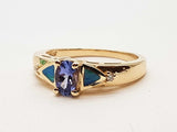 Iolite Synthetic Opal 10k Yellow Gold 3.0g Ring Size 6.75 Do0725sxde