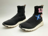 Louis Vuitton Lv Appliqué Black Knit Stretch Sneakers Size 38.5 Fw0924wxzde