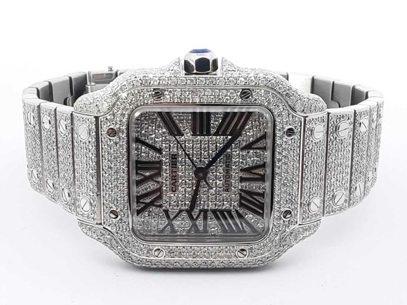 Cartier Santos 40mm Watch Diamonds Aftermarket Customized Sd1125crzxsa