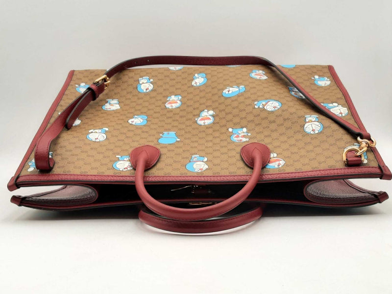 Gucci Gg Supreme Doraemon Tote Bag Brown Aa0825pxzsa