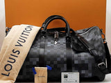 Louis Vuitton Keepall Bandoulière 50 In Damier Graphite Pixel Coated Canvas Fw0726ecrdu