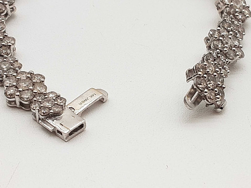 5.35 Cttw Diamonds 14k White Gold 13.5g Flower Tennis Bracelet 6 In Do0525lxzxde
