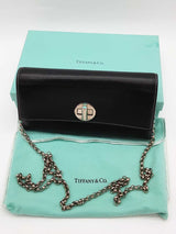 Tiffany & Co. Black Leather Turnlock Wallet On Chain Eb0526lxzde
