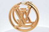Louis Vuitton Louise Lv Circle Logo Gold Tone Hoop Earrings 23 Grams Eb0726oxzsa