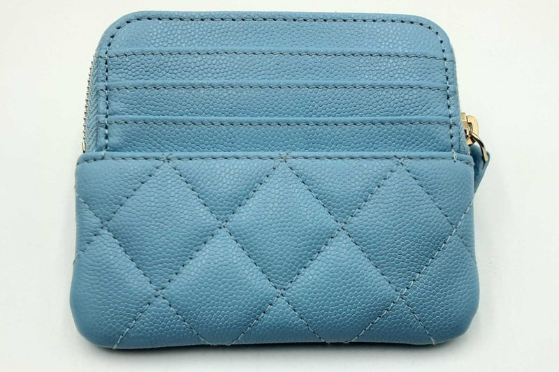 Chanel Quilted Blue Leather Coin Purse Wallet Eb0824exzdu