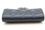 Chanel Navy Blue Quilted Caviar Flap Card Wallet Eb1125pxzdde