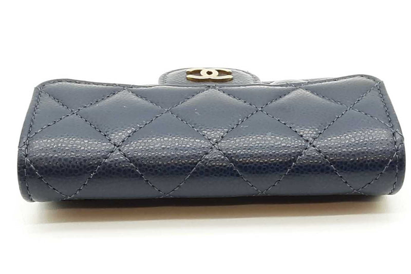 Chanel Navy Blue Quilted Caviar Flap Card Wallet Eb1125pxzdde