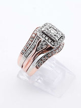 0.84 Cttw Diamond & Rose Gold Bridal Set 8 Grams Size 4.75 Fw0824prxdu