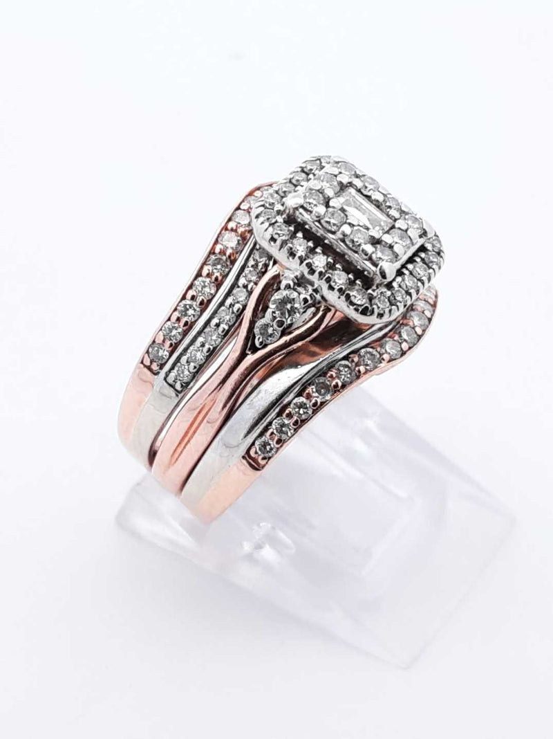 0.84 Cttw Diamond & Rose Gold Bridal Set 8 Grams Size 4.75 Fw0824prxdu