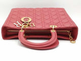Christian Dior Lambskin Cannage Large Lady Dior Red Handbag Aa0926srzsa