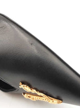 Versace Virtus 100 Black Leather Pointed- Toe Pumps Size Eu 38 Us 8 Fw0525lxzdu