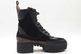 Louis Vuitton Monogram Canvas & Suede Laureate Platform Boots Sz 37.5 Eb326ocrsa