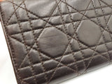 Christian Dior Wallet In Dark Brown Cannage-quilted Lambskin Leather Fw0626ozxdu