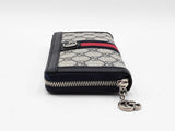 Gucci Ophidia Zip Around Wallet In Gg Supreme Canvas & Navy Calfskin Fw0626prxdu