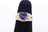 Heart Shaped Purple Gemstone & Diamond Ring 14k Yellow Gold 4.6g Sz 6 Eb426wxzsa