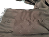 Louis Vuitton Monogram Dark Brown 100% Silk Scarf Eb0626crde