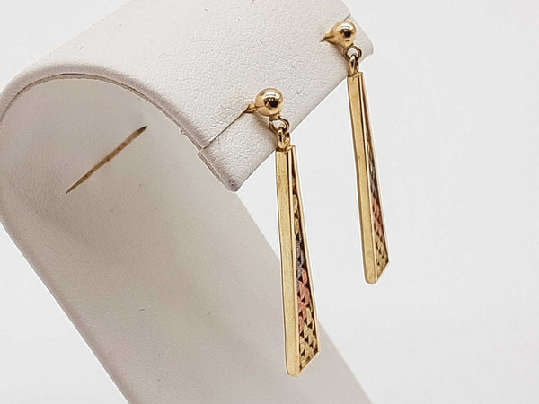 14k Tricolor Gold 4.8g Dangle Stud Earrings Do0725lrrde