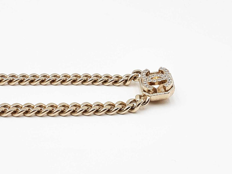 Chanel Cubic Zirconia Cc Cuban Link Necklace 18 Inch Fw0925wxzdu
