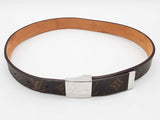 Louis Vuitton Brown Monogram Coated Canvas Leather Belt Size 70/28 Do0726lxzde
