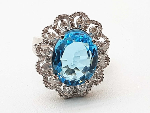 Synthetic Blue Topaz 14k White Gold 16.3g Ensemble Do0425ixzde