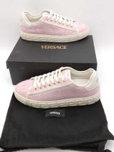 Versace Pink Greca Jacquard Canvas Sneakers Size 40 Eb0926crsa