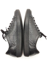 Gucci Ace Sneakers In Gg-embossed Perforated Black Leather Size 10.5 Fw0626lordu